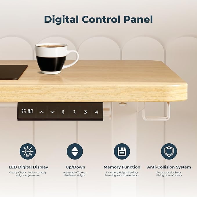 Adjustable Stand Up Desk with Memory Preset, Electric Standing Desk 55x 24 Inch - Image 4