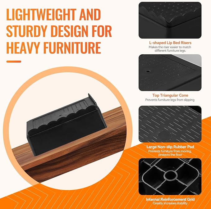 Furniture Risers, 8 Pack Bed Risers - Image 4
