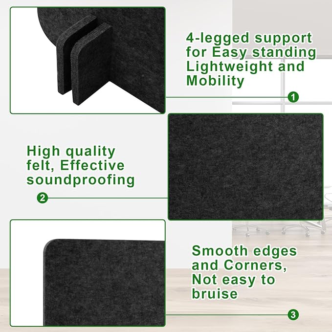 Kisston 6 Pack Acoustic Desk Divider Desk Partition 24 x 24" Stand Up - Image 3