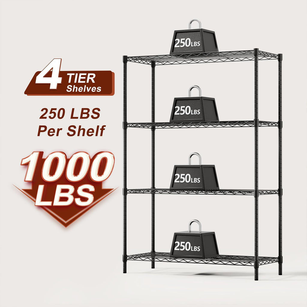 bestoffice | 4-tier wire shelf | 36" x, side view