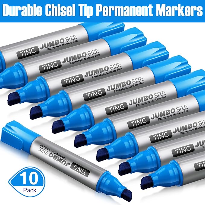 Fuutreo 10 Pack Jumbo Permanent Markers Bulk Large Chisel Tip Permanent Markers - Image 2