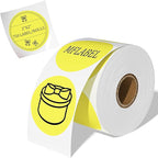 MFLABEL 2" 750 Yellow Circle Direct Thermal Stickers Labels Roll, Compatible by MFLABEL