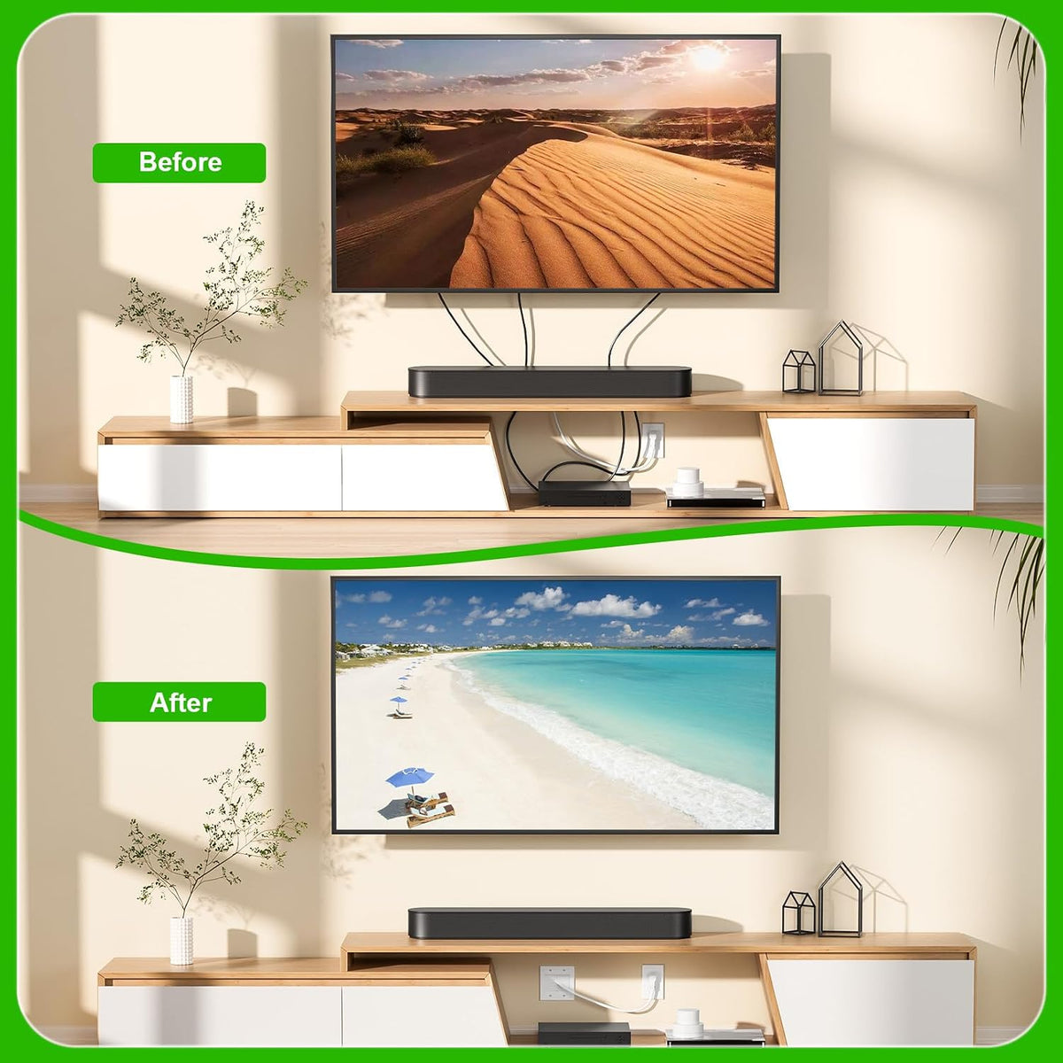 in Wall Cable Management Kit with Brush Wall Plate,AC Outlets & USB-a Por...