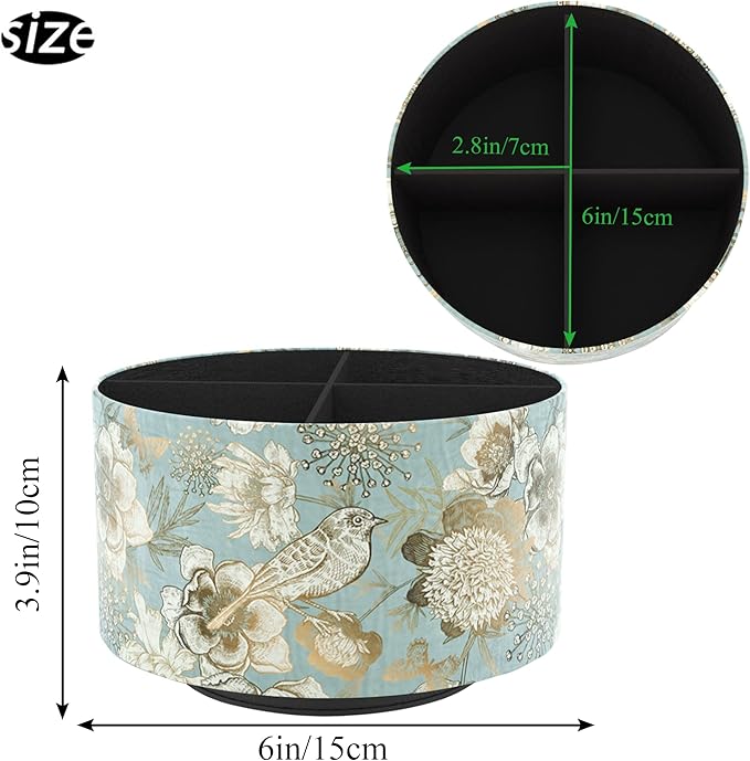 Hennaja Round Leather Art Supply Organizer, Remote Control Holder, 360 Degree - Image 2