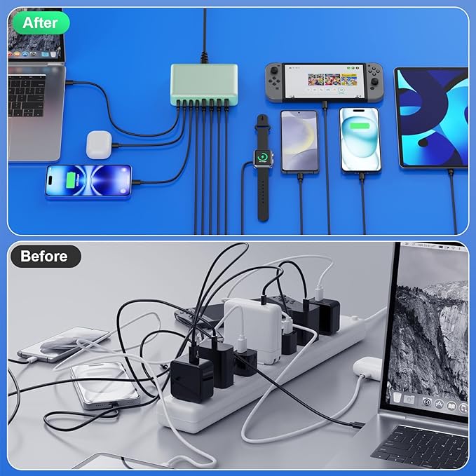 USB C Charger 300W USB C Charger Block 8-Ports GaN IV Fast Charging Station - Image 7
