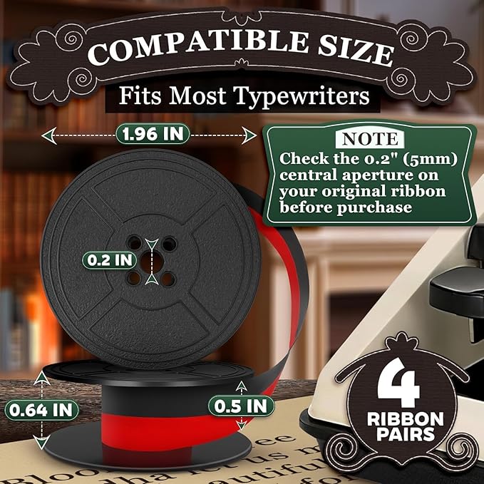 4 Pcs Universal Typewriter Ribbon Pack – Black and Red Typewriter Ribbon – 0.2 - Image 2