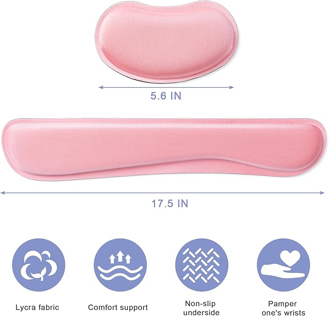 Hoewina Keyboard Wrist Rest, Ergonomic Wrist Rest, Superfine Fabric and Gel - Image 2