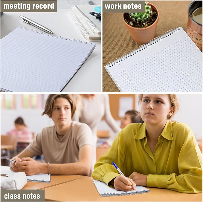 Maitys 6 Pcs Legal Pad Steno Spiral Notebook 8.5" x 11" Top Bound Spiral Pads - Image 6