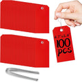 100 Pcs Red Tags with String Blank Shipping Tags with Metal Wire Writable Price by XUWAIDSGN