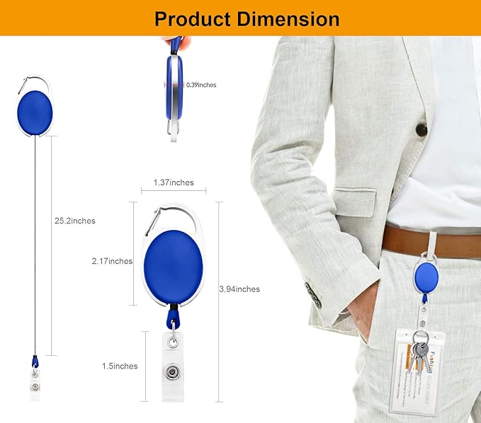 Fushing 20Pcs Retractable ID Badge Holders ID Badge Reels - Image 2