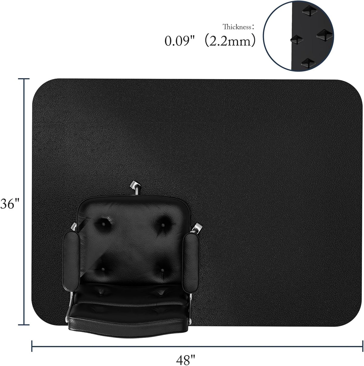 Desk Chair Mat for Carpet 36"x48" for Low Pile Carpets, Black