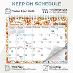 CRANBURY 2026-2027 Small Desk Calendar 8x6, Standing Flip Calendar | Compact 8x6 desktop calendar features monthly layouts with large writing blocks for schedules and reminders.