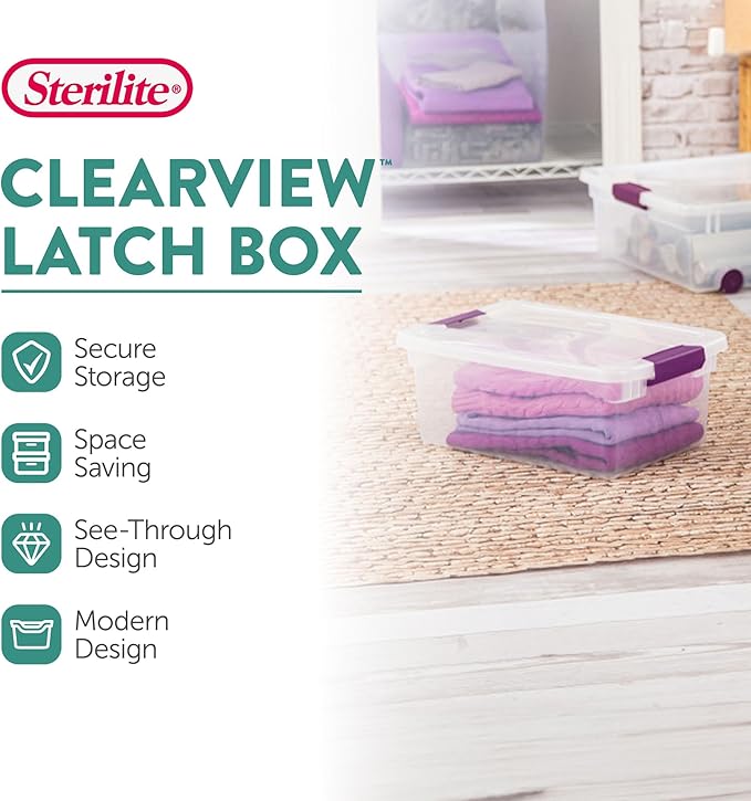 Sterilite 36-Pack 15 Quart Clearview Latch Box, Stackable Organizer Bins - Image 2