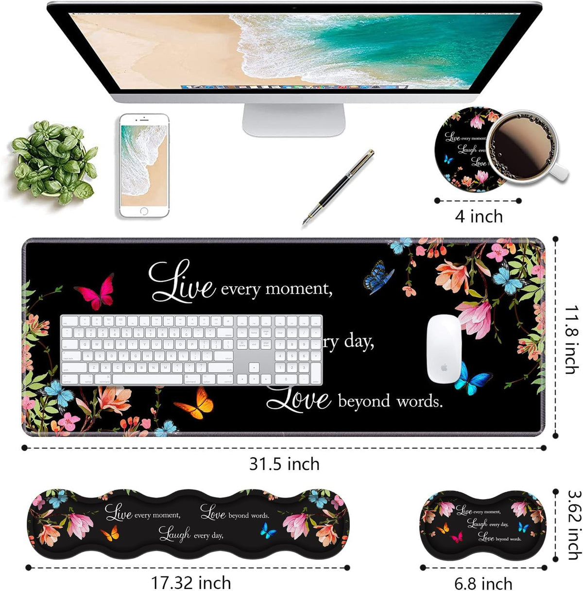 Ergonomic Keyboard Wrist Rest & Mouse Pad Wrist Rest Set,Large XXL Gaming...