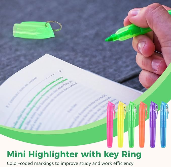 Skdqiee 108 Pieces Small Highlighters, Key Ringed Pocket Highlighter, Colorful - Image 2