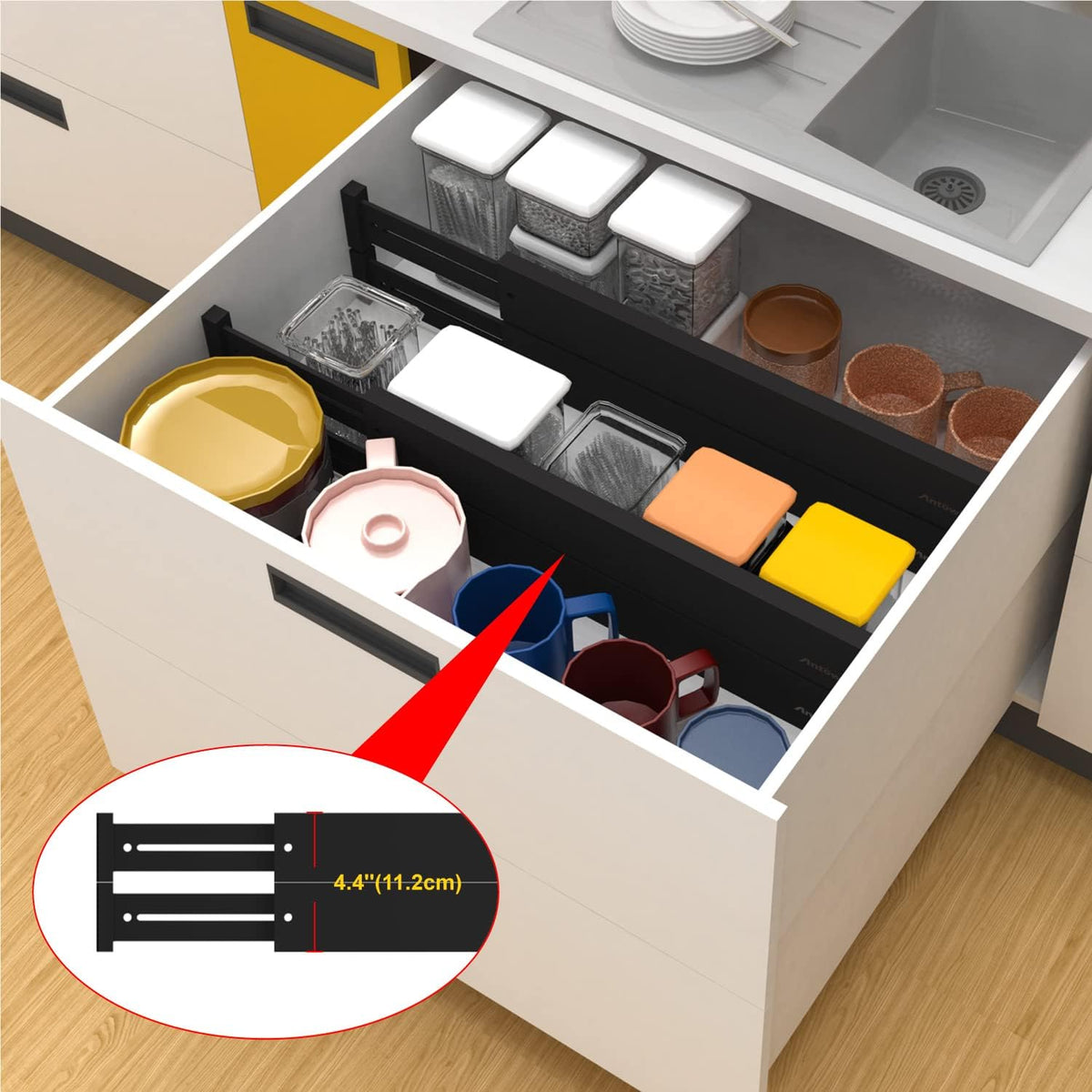 ANTOWIN Bamboo Drawer Dividers Organizers, Expandable Drawer Separators Split...