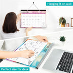Forvencer Desk Calendar 2026-2027, 21 Months Calendar Apr 2026 to Dec 2027 | 17" x 12" Large 2026 Wall Calendar Monthly Planner with Plastic Cover for Home School Office
