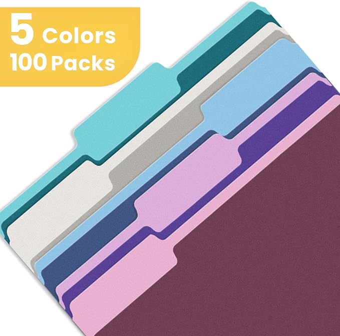 SUNEE File Folders Letter Size Vintage Colors, 100 Pack Manilla Folders 8.5 x - Image 4