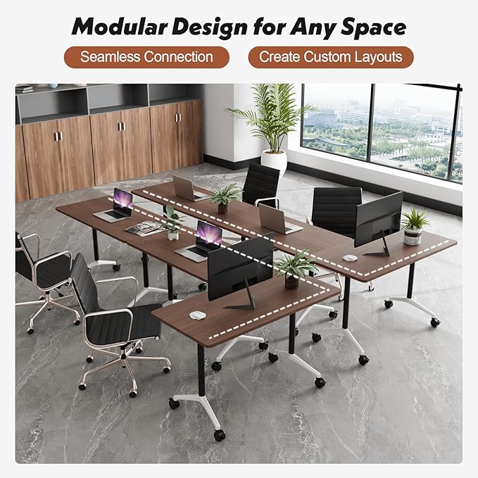 Goakwwuz Conference Room Table, Folding Conference Tables, Thicken Grey Tabletop - Image 5