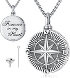Compass Necklace for Women Men 925 Sterling Silver Pendant Urn Necklaces for by Eusense