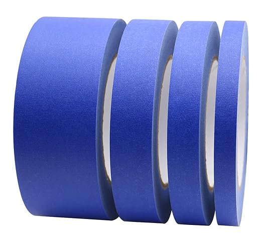 BOMEI PACK 4 Pack Blue Painters Tape, 1/2" 3/4" 1” 2” x 60yds, Clean Release by BOMEIPACK