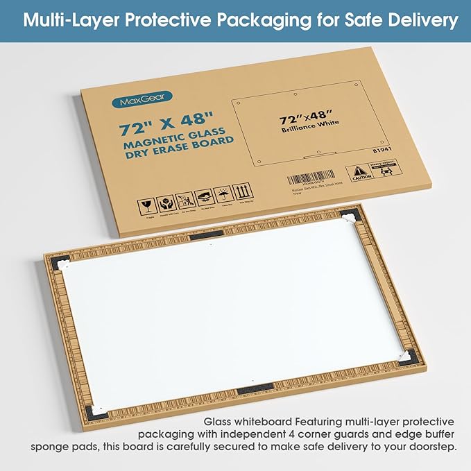 MaxGear Glass Whiteboard Tempered Magnetic Dry Erase Board 72 x 48 Inch Ultra - Image 8