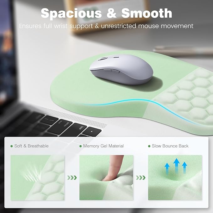 Ospelelf Ergonomic Mouse Pad and Keyboard Stand Wrist Rest Set, Memory Foam - Image 3