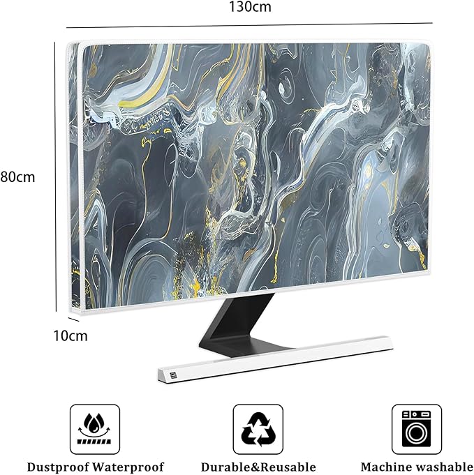 Baocicco Gray Gold Marble Waterproof 55 Inch TV Dust Cover Anti-Static - Image 2