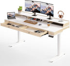 Standing Desk With Drawers, 47x23.6 Inch Electric Stand Up With Storage Shelf by ONBRILL