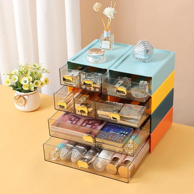 Spacious Desk Drawers, Stackable Desktop Organizer, Plastic Storage Box - Image 7