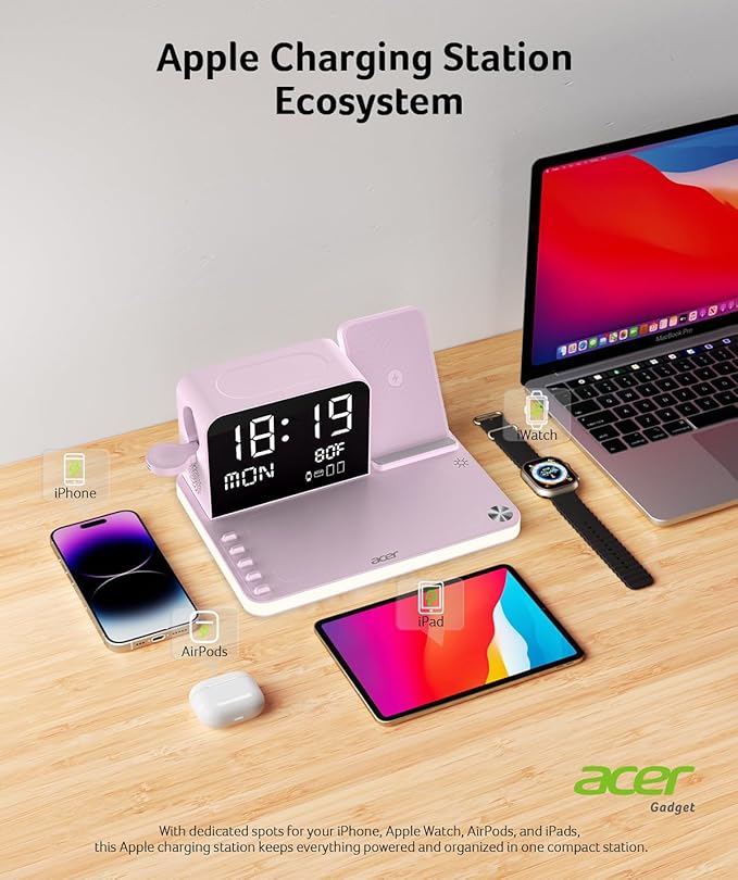 Acer 7-in-1 Wireless Charging Station - 30W Fast Wireless Charger - Image 3
