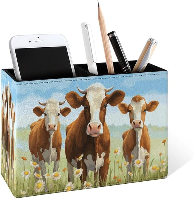 Famame Three Cows Flowers Field Pencil Holder by Famame