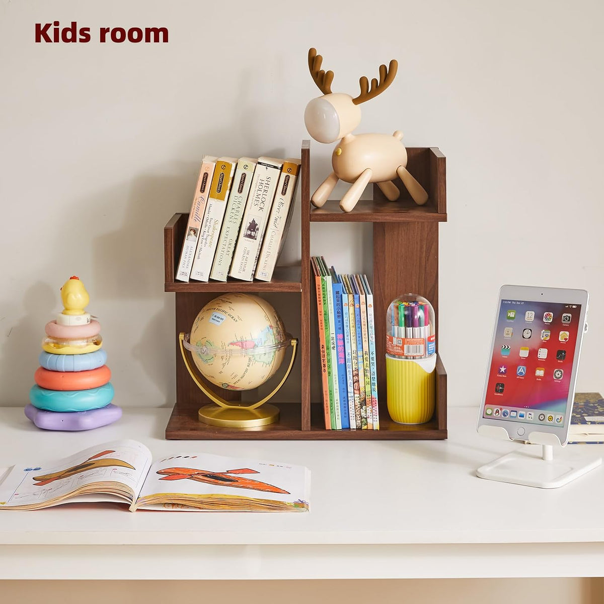 Aibiju Small Bookshelf for Small Space, Unique Cactus Bookcase, Kitchen Count...
