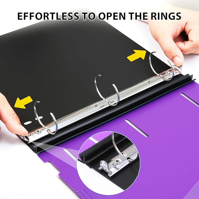 WOT I 1.5 Inch Telescoping 3 Ring Binder 6 Pack, Expandable Flexible Binder - Image 4