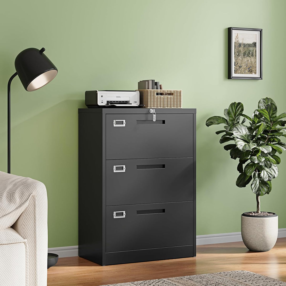 letaya 3 drawer file cabinets with lock,metal lateral, main product view