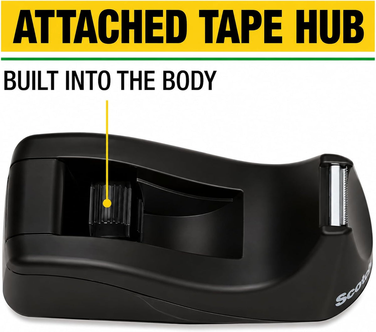 Scotch Desktop Tape Dispenser, Black, 12 Pack, Weighted Non-Skid Base