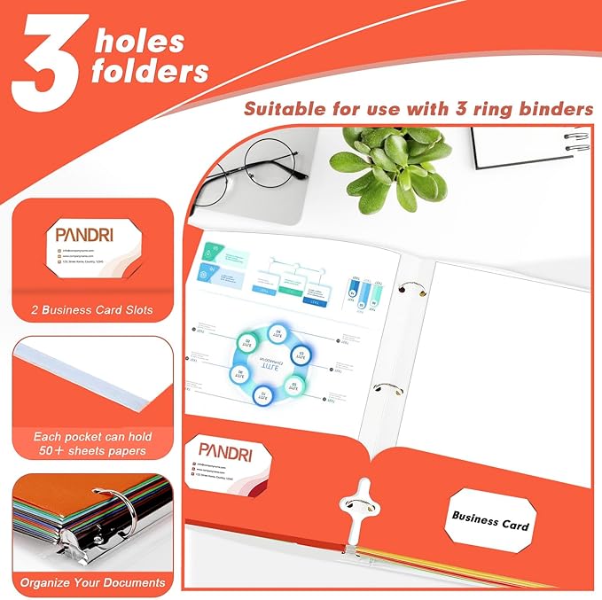 Two Pocket Portfolio Folders, PANDRI 60 Pack 3 Hole Punched 2 Pocket Folders - Image 4