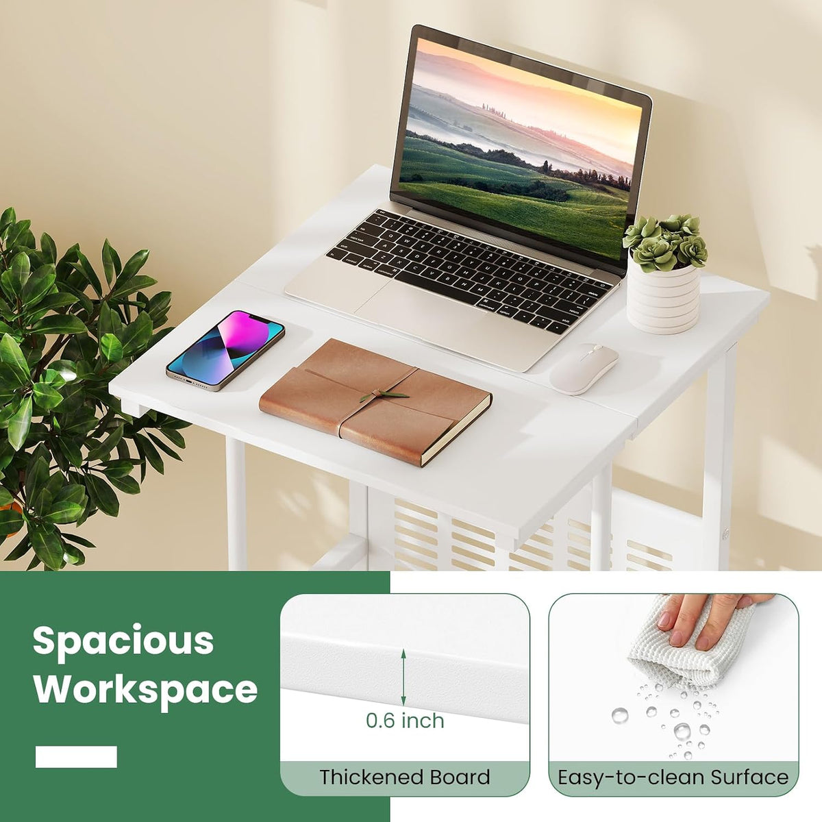 Tangkula Adjustable Standing Desk, Mobile Rolling Computer Desk with Storage ...