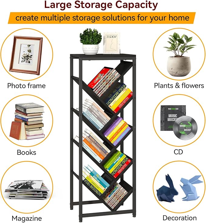 IBUYKE 9 Tier Tree Bookshelf, Floor Standing Wood Bookshelf - Image 6