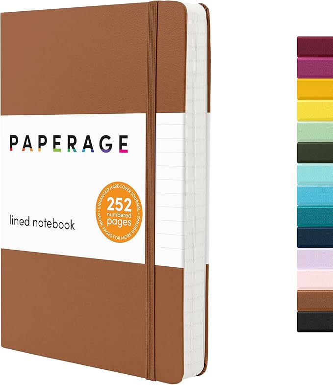 PAPERAGE Lined Journal Notebook, 252 Pages, Medium 5.6 in x 8 in by PAPERAGE
