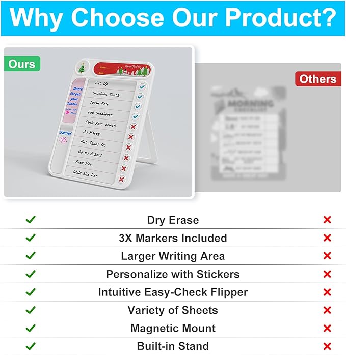 Magnetic Chore Chart for Kids, ADHD Task Tracker Easy-Check Routine Dry Erase - Image 4