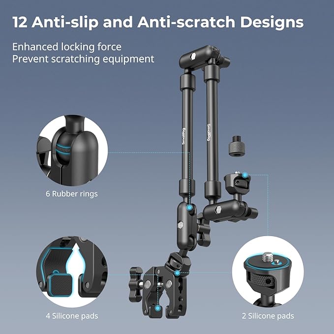 SMALLRIG 22" Magic Arm Clamp, Overhead Phone Mount Holder Stand, Flexible Desk - Image 6