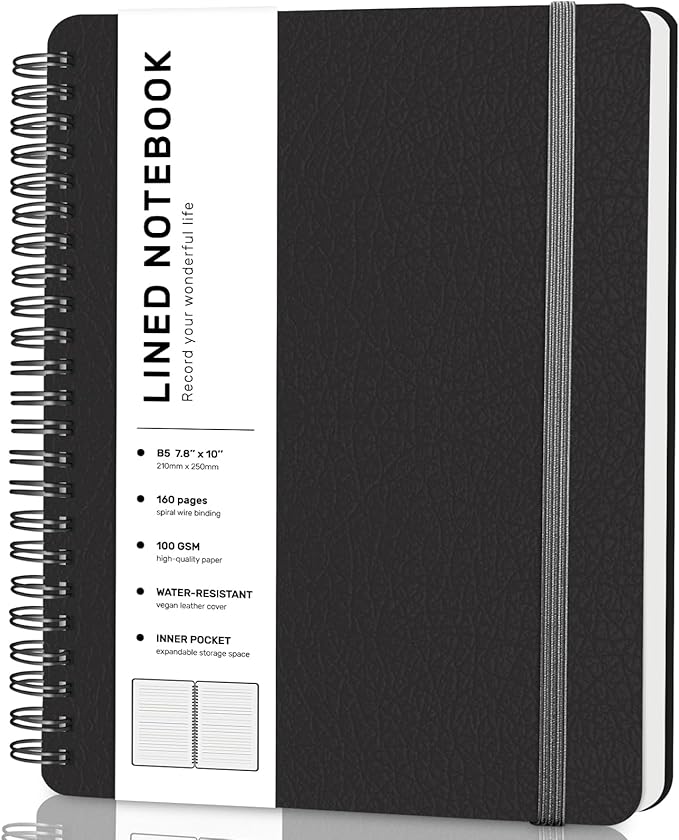 Lined Spiral Journal Notebook, B5 Spiral Notebook, 7.8''×10'' Journaling by ABERLLS