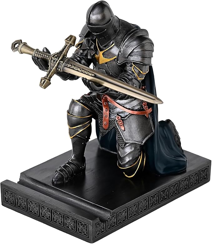 Amoysanli Medieval Armored Warrior Wearing Outerwear, Mobile Phone Stand Knight by Amoysanli