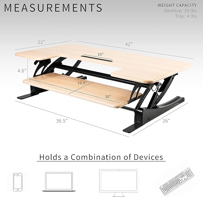 VIVO 42 inch Height Adjustable Stand Up Desk Converter, V Series, Quick Sit to - Image 4