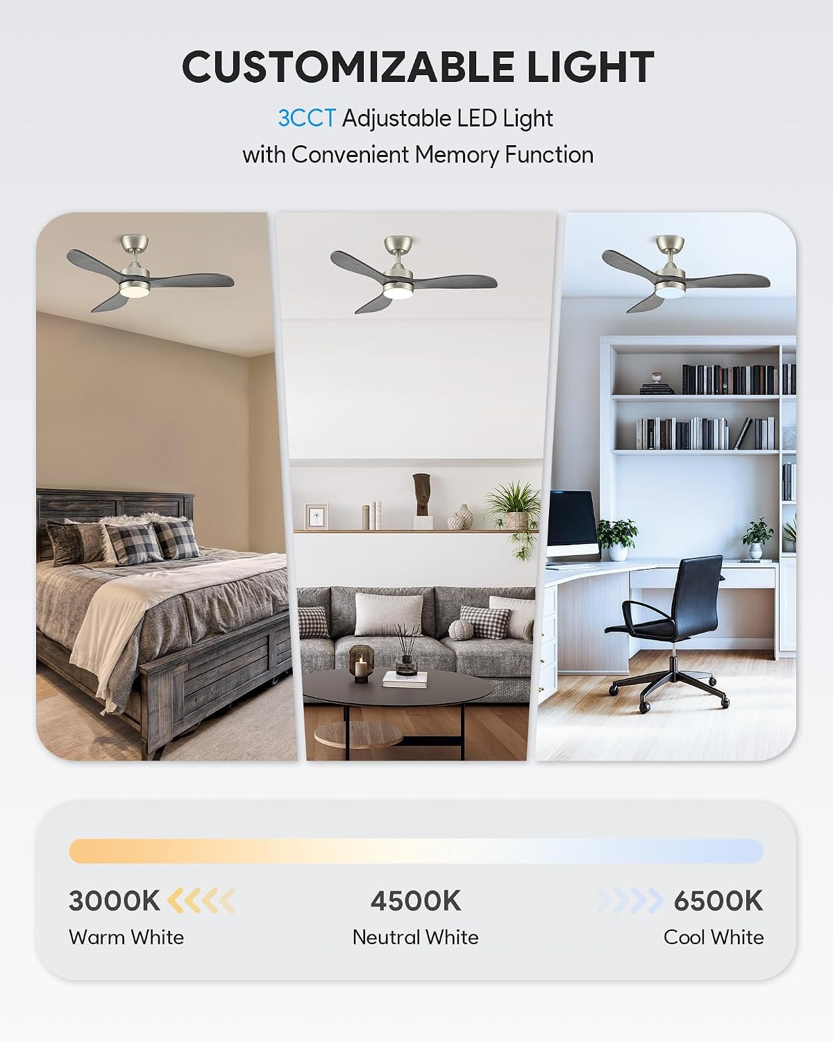 vonluce wood ceiling fan with lights 42 inch, side view