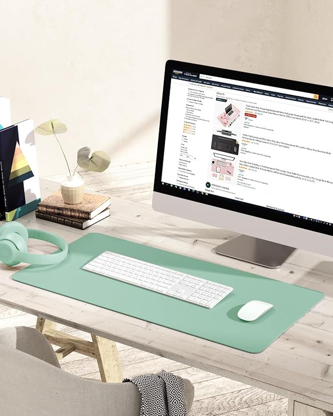 YSAGi Non-Slip Leather Desk Pad, Waterproof Laptop Computer Desk Keyboard Mat - Image 2