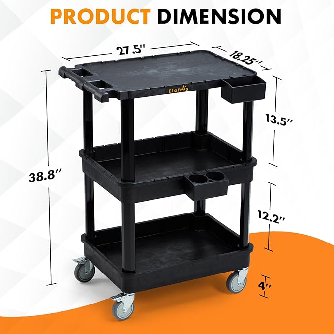 ELAFROS 3-Tier Utility Cart - Image 2