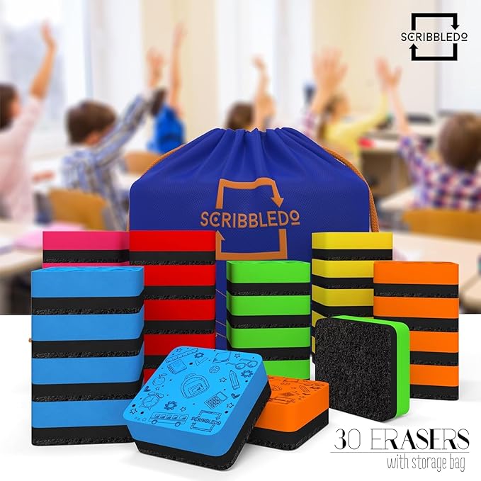 30 Pack Dry Erase Erasers Assorted Colors Magnetic Whiteboard Erasers - Image 4