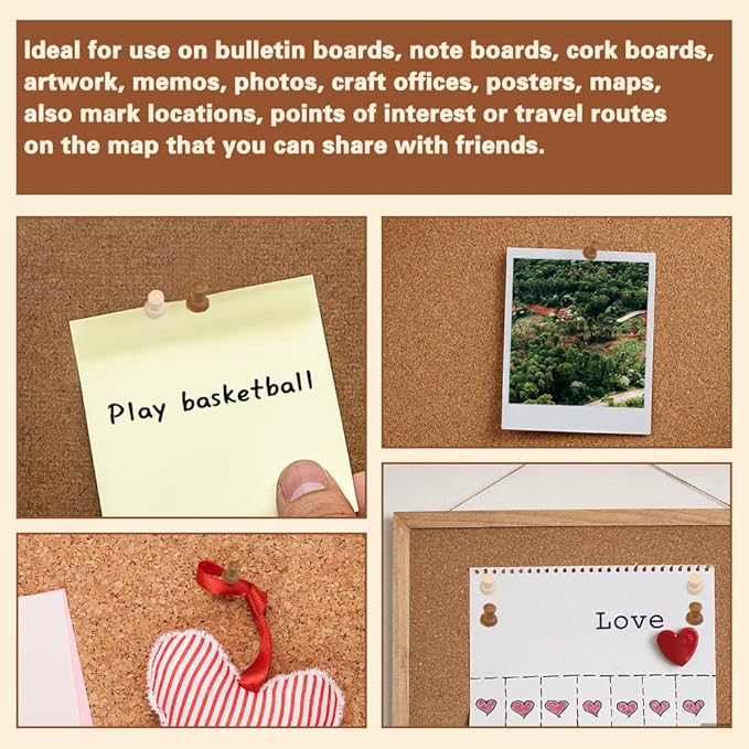 50 Pcs Wooden Push Pins, Decorative Thumb Tacks, Push Pins - Image 7
